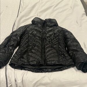 Guess Black Quilted Jacket with Gold Logo